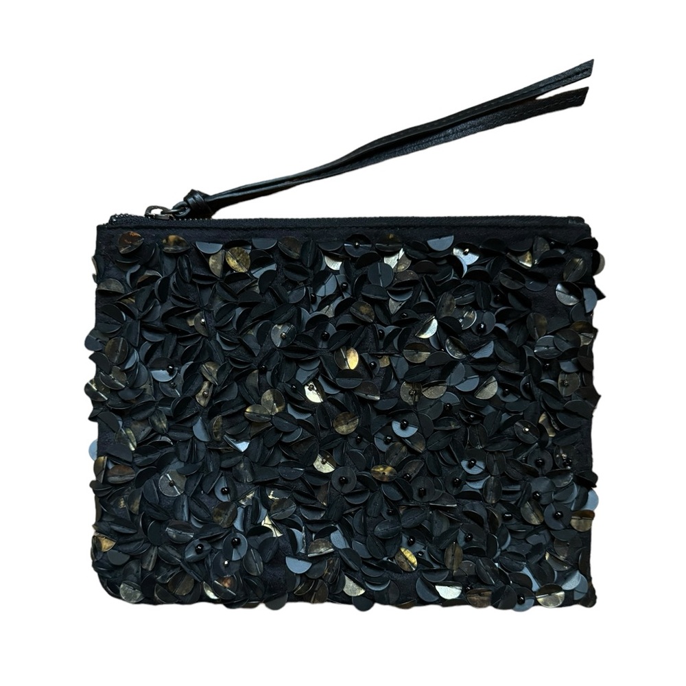 All Saints Bolshevik Pochette Zipper Clutch Purse NWT leather sequins